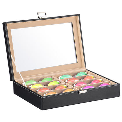 8 Slot Sunglass Organizer, PU Leather Eyeglasses Collector Display Case Storage Box - SortWise®
