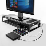 Other Brands ZG6033 Computer Stands Aluminum Monitor Stand with 4 USB 3 0 Ports Wireless Charging Pad Black