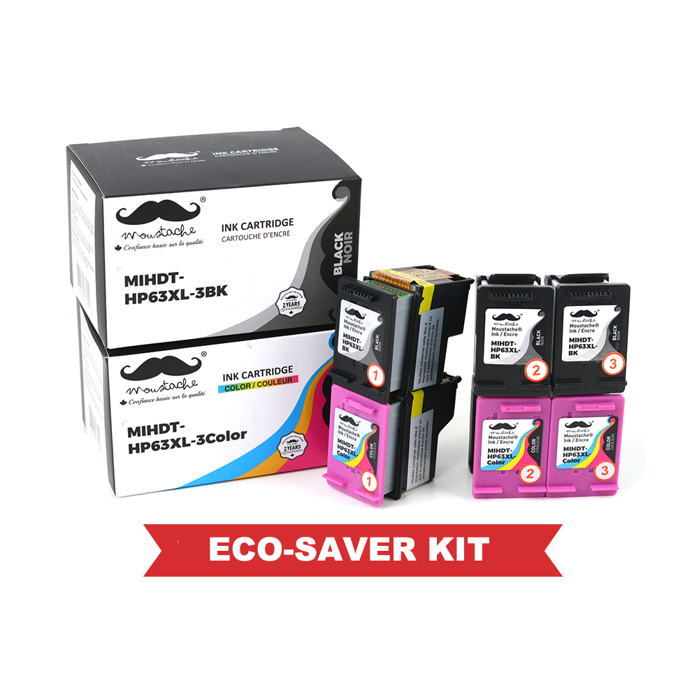 Remanufactured HP 63XL F6U64AN F6U63AN EcoSaver Ink Cartridge 6PK