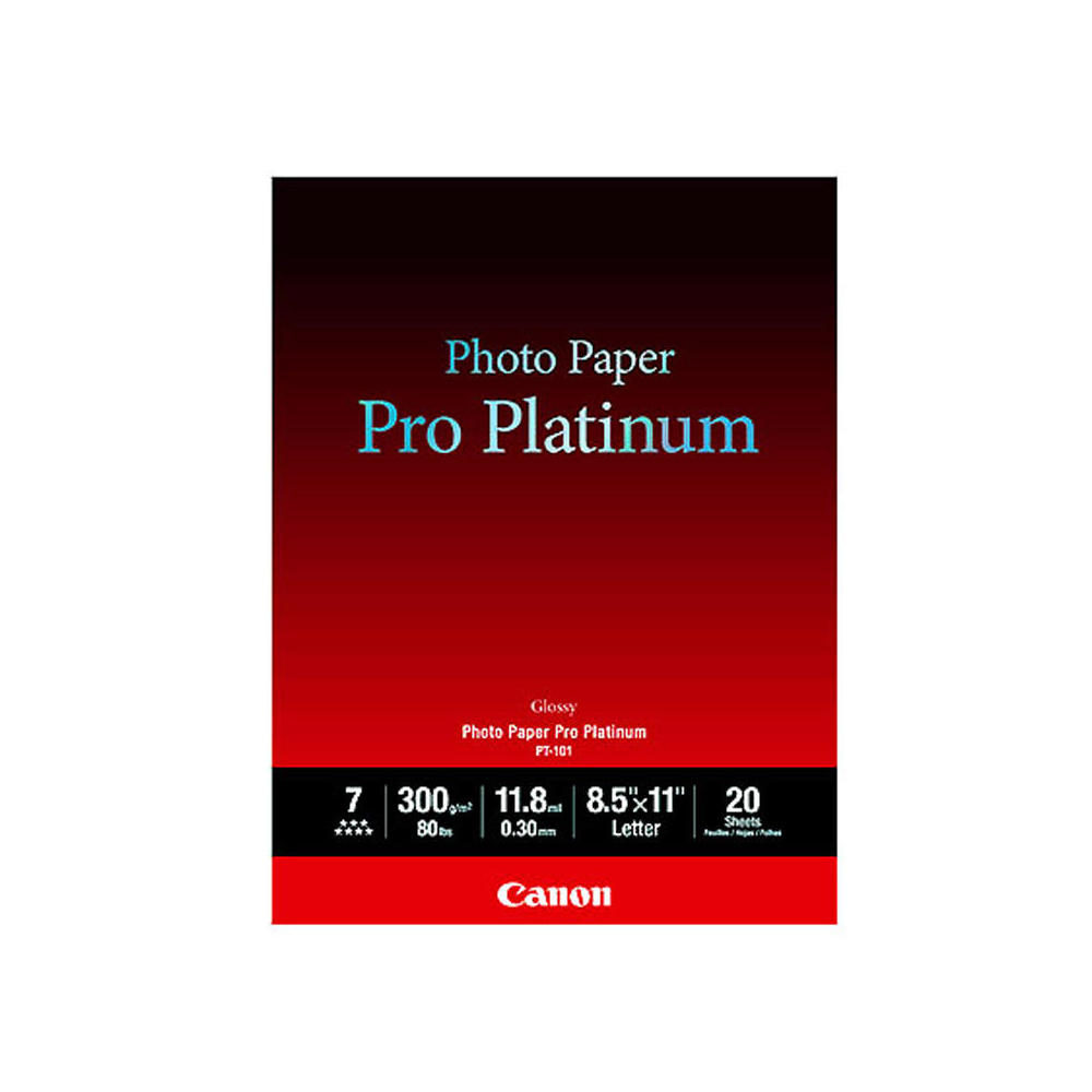 Canon PT101 Photo Paper Pro Platinum, 8.5" x 11", 20 Sheets