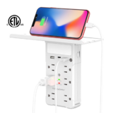 PrimeCables Cab LA 5SA G2 Surge Protector Power Strip 6 Port Surge Protector Wall Outlet with Shelf 2 USB 1 USB C Intelligent