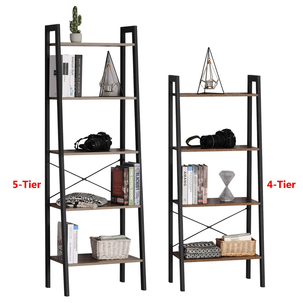 Wood Ladder Shelves, Steel Frame, Rustic Brown Moustache®