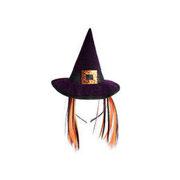 LVC 64723 Halloween Party Supplies Hoot Witch Hat Headband w Hair