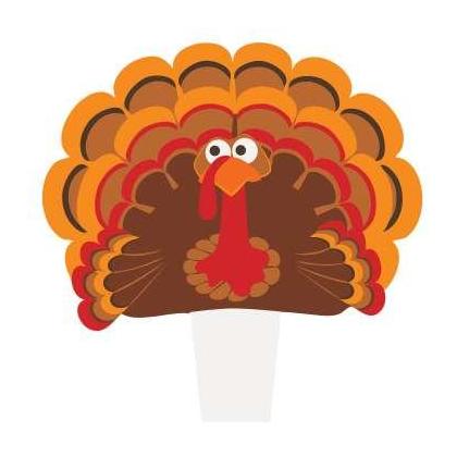 Cartoon Turkey Paper Cupcake Toppers 3.5" 12ct