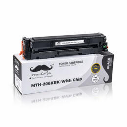 Moustache HP 206X W2110X BK WithChip Color LaserJet Pro M255dw Compatible HP 206X W2110X Black Toner Cartridge High Yield Wit