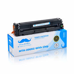 Moustache HP 206X W2111X C WithChip Color LaserJet Pro M255dw Compatible HP 206X W2111X Cyan Toner Cartridge High Yield With 