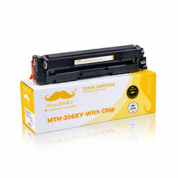 Moustache HP 206X W2112X Y WithChip Color LaserJet Pro M255dw Compatible HP 206X W2112X Yellow Toner Cartridge High Yield Wit