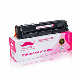 Moustache HP 206X W2113X M WithChip Color LaserJet Pro M255dw Compatible HP 206X W2113X Magenta Toner Cartridge High Yield Wi