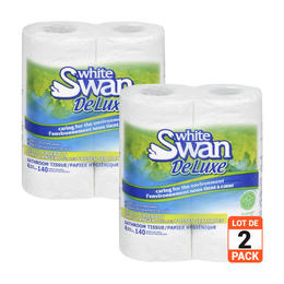 White Swan LVRT 755911 Paper Products White Swan Deluxe 2 Ply Toilet Tissue 4 Rolls 140 Sheet