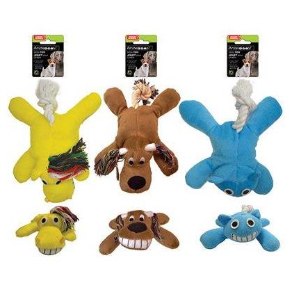 Plush Dog Toys with Rope and Squeakers, 9.84'', 3 Assorted Colors