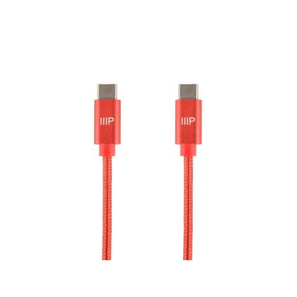 Monoprice Palette Series USB 2.0 Type-C to Type-C Charge & Sync Nylon-Braid Cable, 10ft, Red