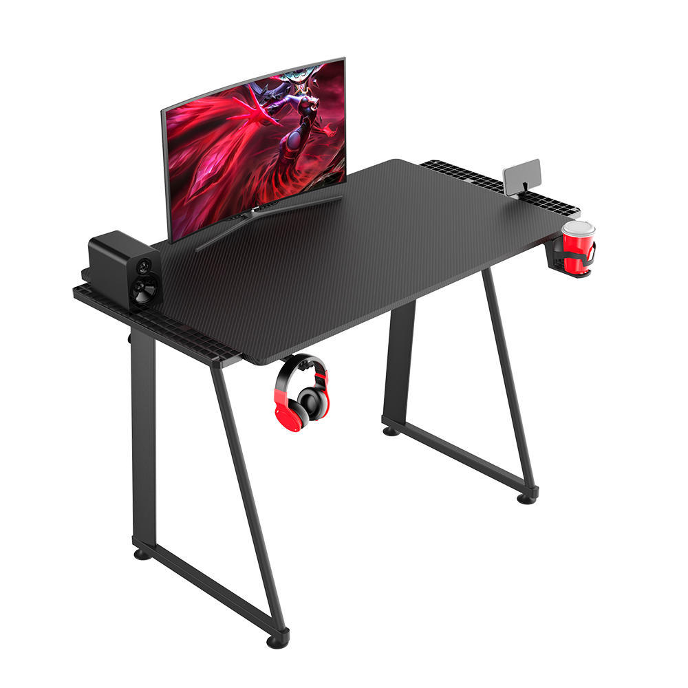 Ergonomic PC Gaming Desk with Extension Stand, black PrimeCables®