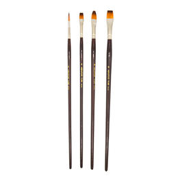Nobel AQ 71104 Paintbrushes Nobel Synthetic Brush Combination Long Wood Handle Brown Set of 4
