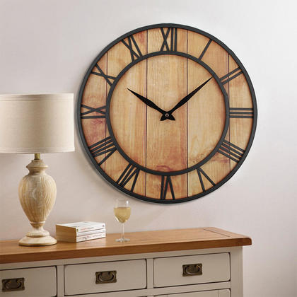 24-Inch Creative Roman Wall Clock, Round, Black