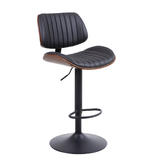 Moustache MOFC AM7708 BK Bar Stools Industrial Swivel Upholstered Bar Stools with Backs Foot Ring Adjustable Height Moustache