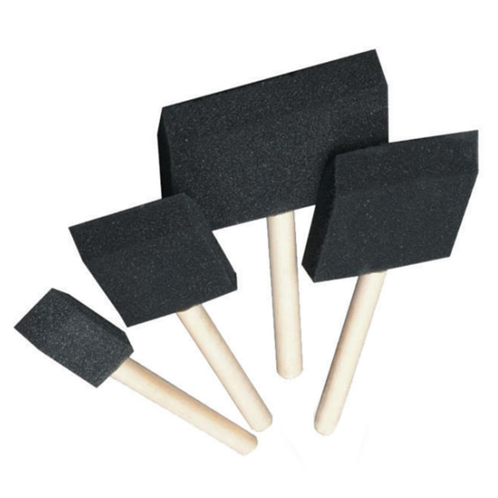 4 Pièces Pinceaux En Mousse Éponge De Petite Taille Avec Poignées Bois