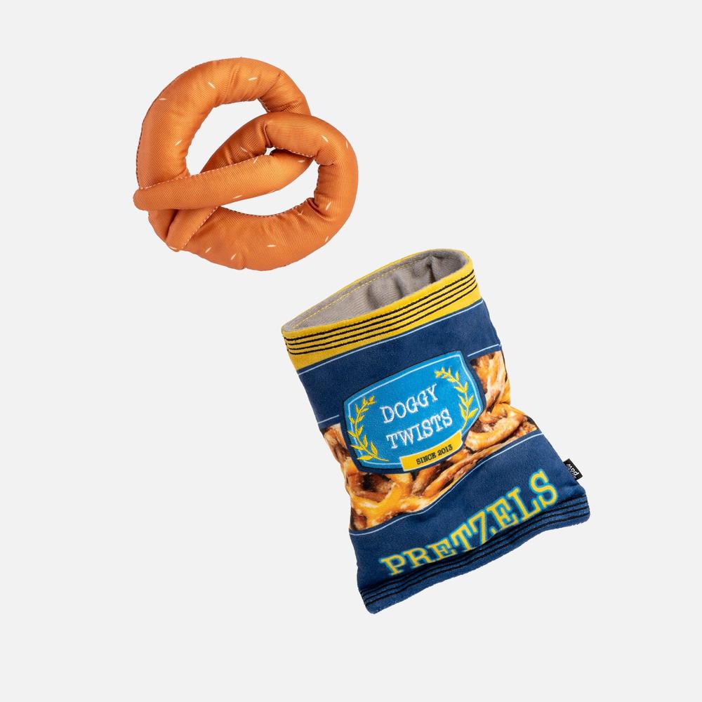 Awesome 2IN1 Pretzel Dog Toy, 9" Silver Paw