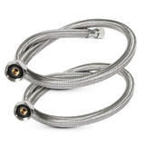 LIVINGbasics LVB FF001 Kitchen Fixtures Stainless Steel Washing Machine Hose With Universal 90 Degree Elbow 3 Ft LIVINGbasics