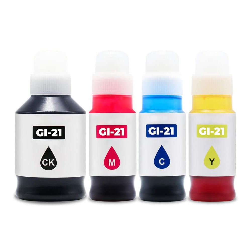 Canon GI21 Compatible Ink Bottle Combo PGBK/C/M/Y