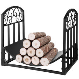 No Brand LB QTBLGJ 04 All Patio Garden Complete Firewood Rack Holder with Decorative Scroll Design Metal Outdoor Indoor Log S