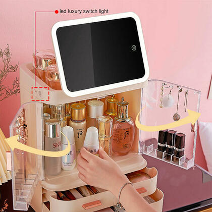 LED Makeup Organizer with LED Makeup Mirror Jewelry Storage Organizer Cabinet - SortWise®