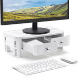 Moustache MOS A 5215 Computer Stands 2 Storage Drawers Plastic Computer Monitor Stand Riser 14 17 x8 66 x3 15 inches Moustach