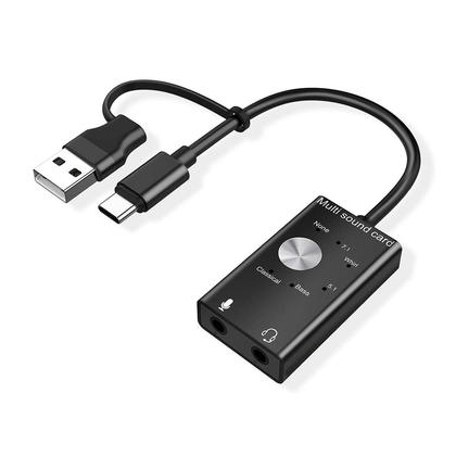 Compact Multi-sound USB and Type-C Sound Card with Noise Reduction Chip - PrimeCables®