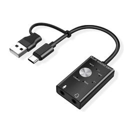 PrimeCables PC SC AC DELETE Compact Multi sound USB and Type C Sound Card with Noise Reduction Chip PrimeCables