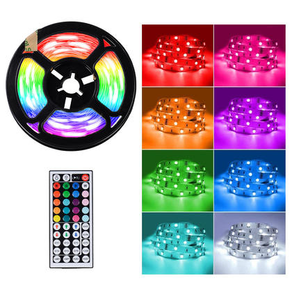 16.4 ft LED RGB Strip Light with Remote Control, 20 Colors Supplied