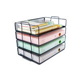 Moustache MOS JM2005 4 Desk File Organizer Stackable Paper Tray Desk Organizer 4 Tire Metal Mesh File Tray Moustache