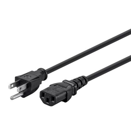 Cordon d'alimentation- NEMA 5-15P à IEC 60320 C13, 18AWG, 10A/1250W, 125V, 3 broches, noir, 2 pieds