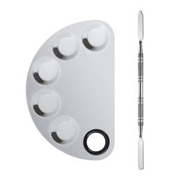 Other Brands OS CP SS Painting Accessories Stainless Steel Semicircle Color Palette Makeup Mixing Blending Palette with Spatu