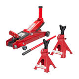 PrimeCables Cab jack combo Hand Tools 3 Ton Hydraulic Trolley Floor Jack With Piston Quick Lift Pump and 3 Ton Adjustable Car