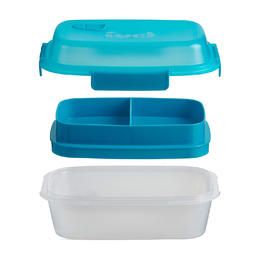 Trudeau LVTH TRU 3019010 Food Storage Containers Fuel Summit 2 Tiered Bento Lunch Box to Go Container with 3 Compartments Tro