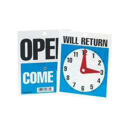 HeadlineSign 415 9381 Business Signs HeadlineSign Double Sided OPEN COME IN WILL RETURN with Clock Sign 6 x 5 627075