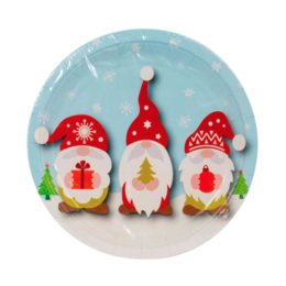 No Brand LVC 32127 Christmas Party Supplies Xmas Gnome 8ct 9 Paper Plates 18 PDQ polybag Kraft PDQ