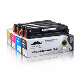 Moustache HP 206X Combo WithChip Color LaserJet Pro M255dw Compatible HP 206X W2110X W2111X W2112X W2113X Toner Cartridge Hig