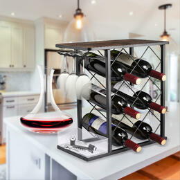 SortWise SW SO WK810583 Drying Racks Drawer Organizers Tabletop Wood Wine Holder with Glass Holder for Home Kitchen Storage R