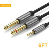 PrimeCables PC Cab AU01 Professional Audio Cables 3 5 mm 3 Pole Male to 2 6 35 mm Male Mono Stereo Y Splitter Cable PrimeCabl