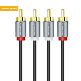 PrimeCables PC Cab AU12A Professional Audio Cables Summit Series 2 RCA Male to 2 RCA Male Gold Plated Stereo Audio Subwoofer 