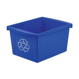 Storex 753 61505U06C Garbage Bins Storex Letter Size Paper Recycling Bin 4 Gallon Blue