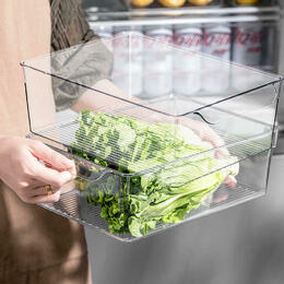 STORA STO KS 003 Food Storage Containers Set of 2 Refrigerator Organizer Bins PET Storage Bins for Food Rectangle STORA