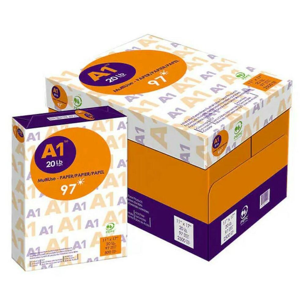 A1® Copy Print Paper, 11'' x 17'', 97 brightness, 500 Sheets/Ream（2500