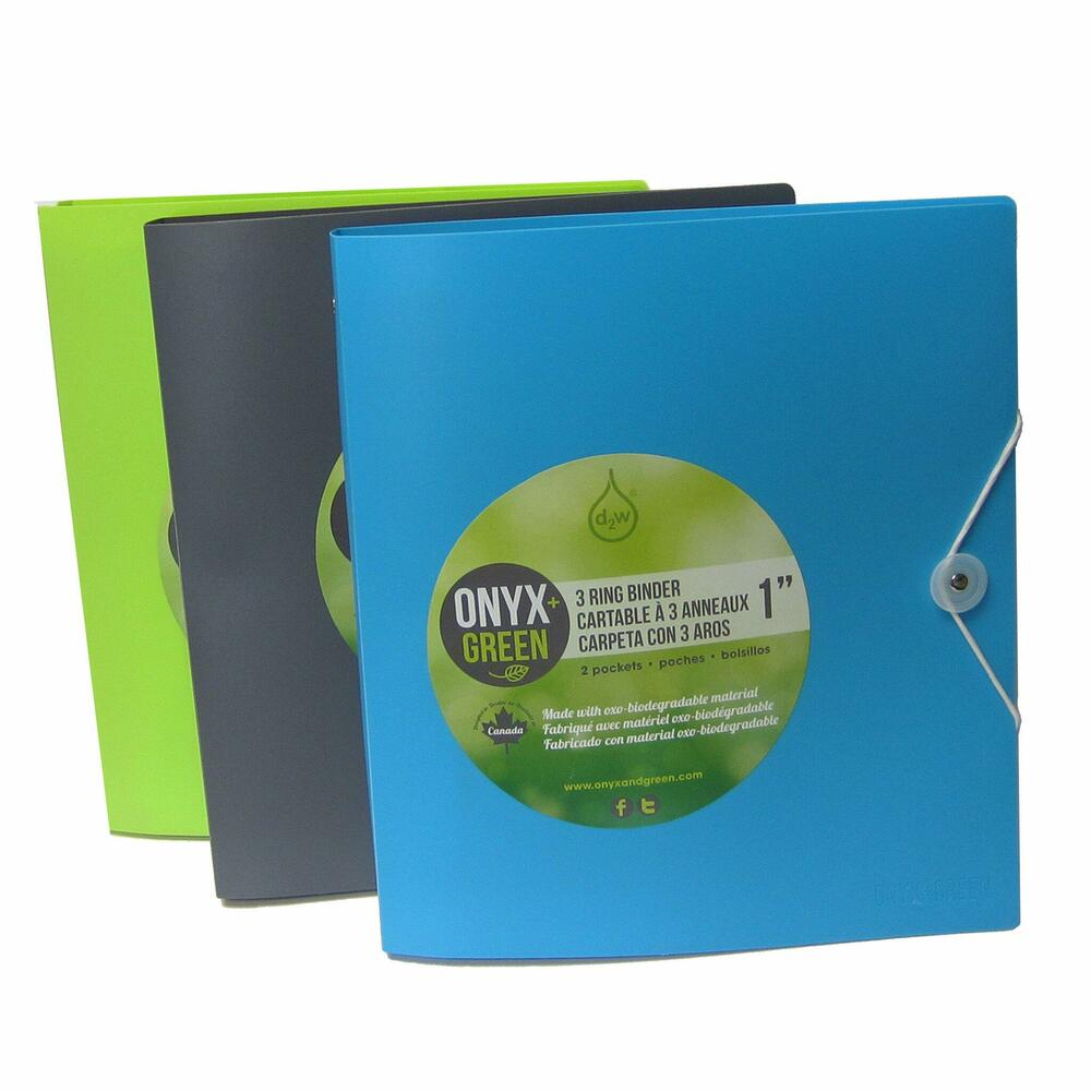 Onyx & Green® EcoFriendly 3Ring Binder Made from Oxobiodegradable
