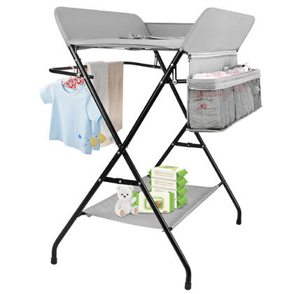 Portable and Foldable Baby Changing Table with Side Storage Basket - LIVINGbasics®