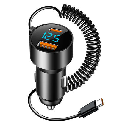 USB-A & C Car Charger with LED Voltage Display - PrimeCables®