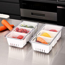 Refrigerator Organizer Fridge Organizer Food Storage Bins with Removable Baskets, 2 Packs- STORA™