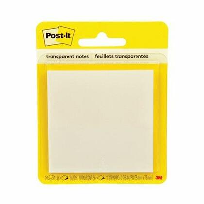 Post-it® Super Sticky® Transparent Notes, 2-7/8" x 2-7/8", Clear, 36 Sheets / Pad (833193)