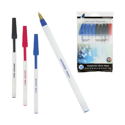 Merangue® Basic White Stick Pens, Medium tip, 10/Pack