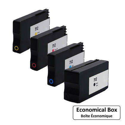 Remanufactured HP 712 3ED71A 3ED67A 3ED68A 3ED69A Ink Cartridge Combo BK/C/M/Y - Eco-Saver